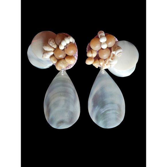 Shell/Lavender Collar Necklace/Earring Set - Picture 7 of 16